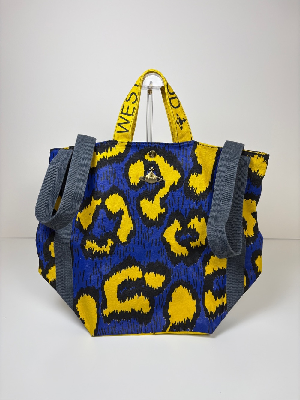 Vivienne Westwood Anglomania Ethical Fashion Blue & Yellow Leopard Tote